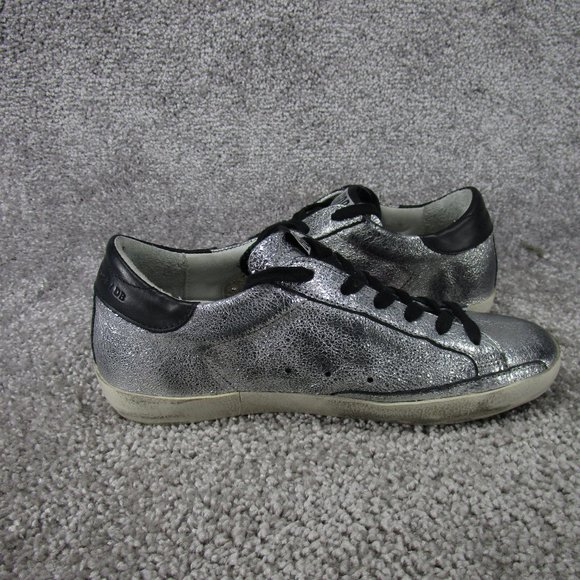 Golden Goose Sneakers Womens Size 36 Eu 5.5 Us Superstar Silver Leather Sparkle - Picture 5 of 11